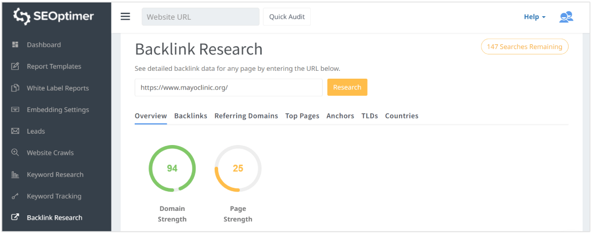 Profilo backlink di Mayo Clinic